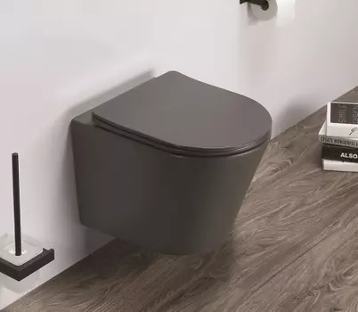 Унитаз подвесной Ceramalux B2330-2MDH серый матовый с сиденьем микролифт