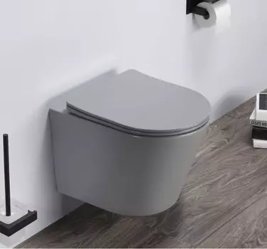 Унитаз подвесной Ceramalux B2330-3MH светло-серый матовый с сиденьем микролифт