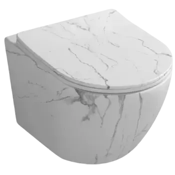 Унитаз подвесной Cerutti Spa Sella Aria Tornado безободковый с сиденьем микролифт белый мрамор матовый