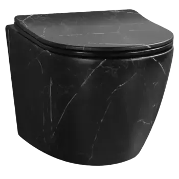 Унитаз подвесной Cerutti Spa Sella Aria Tornado безободковый с сиденьем микролифт черный мрамор матовый