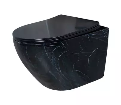 Подвесной унитаз Gid Bs2198 черный мрамор, с сиденьем микролифт