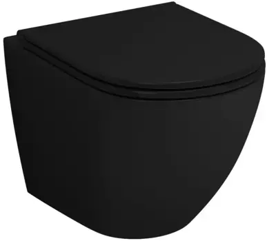 Унитаз подвесной Grossman Торнадо GR-4455BMSQ безободковый, с микролифтом, черный матовый