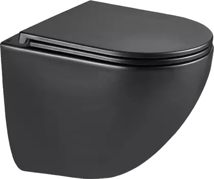 Унитаз подвесной Lemark Glazer 9612004 безободковый, с микролифтом, матовый черный