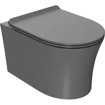Унитаз подвесной Point Вега серый с сиденьем микролифт