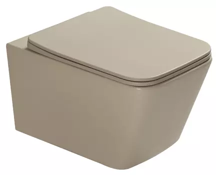 Унитаз подвесной SantiLine SL-5007BG с микролифтом, бежевый матовый