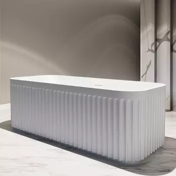 Акриловая ванна Abber AB9411-1.7 170x75 см, отдельностоящая, белая матовая, с каркасом, со сливом-переливом