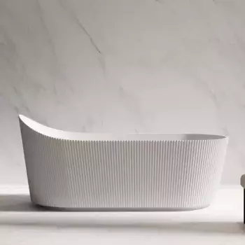 Акриловая ванна Abber AB9445MW 170x80 см, отдельностоящая, белая матовая, овальная, с каркасом, со сливом-переливом