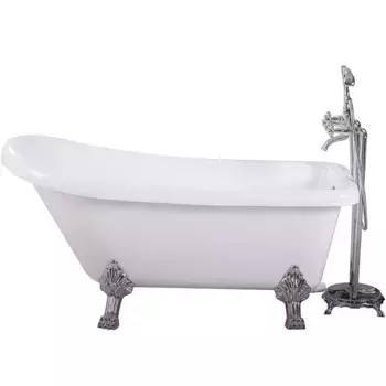 Ванна акриловая Cerutti SPA Vito 170х74 CT9321 белый, на львиных лапах хром