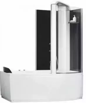 Ванна акриловая Orans 170х85 L со шторкой с душевой системой и гидромассажем