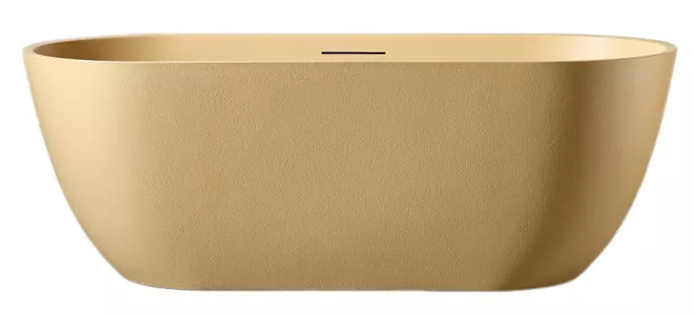 Ванна из искусственного камня Abber Frankfurt AM9941MS 170x75 см, отдельностоящая, матовая песочная, овальная, фурнитура белая