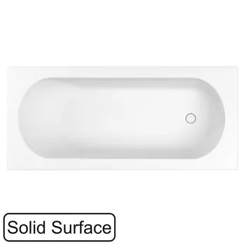 Ванна из искусственного камня WHITECROSS Gin 180x80 см, пристенная, матовая белая, на ножках, со сливом-переливом, фурнитура белая