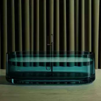 Акриловая ванна Abber Kristall AT9708 Aquamarin 170x75 см, отдельностоящая, бирюзовая, овальная, с донным клапаном