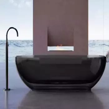 Акриловая ванна Abber Kristall AT9703 Onyx 170x75 см, отдельностоящая, черная, овальная, с донным клапаном