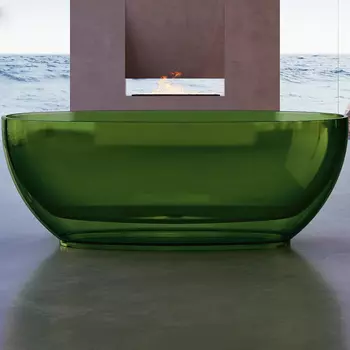 Акриловая ванна Abber Kristall AT9703 Emerald 170x75 см, отдельностоящая, овальная, с донным клапаном