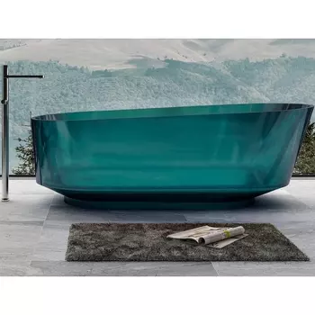 Акриловая ванна Abber Kristall AT9706 Aquamarin 170x80 см, отдельностоящая, бирюзовая, овальная, с донным клапаном