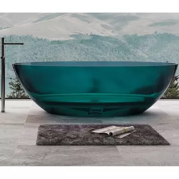Акриловая ванна Abber Kristall AT9702 Aquamarin 180x85 см, отдельностоящая, бирюзовая, овальная, с донным клапаном
