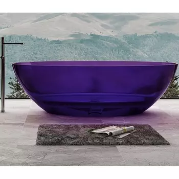 Акриловая ванна Abber Kristall AT9702 Amethyst 180x85 см, отдельностоящая, фиолетовая, овальная, с донным клапаном