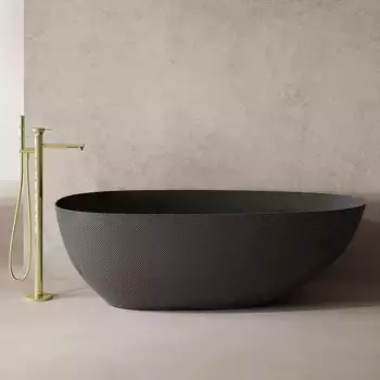 Акриловая ванна Abber Karbon AK9011-1.7 170x80 см, отдельностоящая, черная, овальная, с донным клапаном