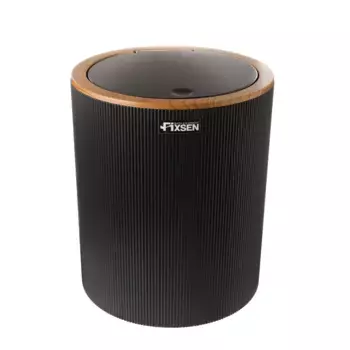 Ведро для мусора нажимное Fixsen Black Boom 5L черный, светлое дерево