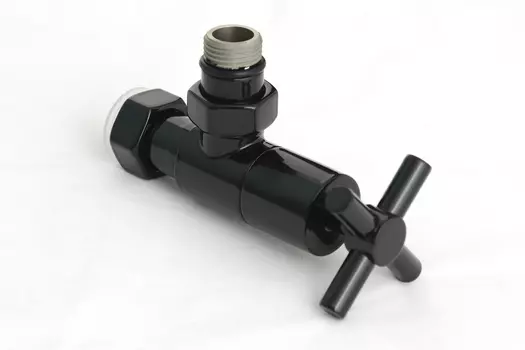 Вентиль Вентиль угловой (крест) G 1/2" НР х G 3/4" НГ (RAL 9017 Транспортный чёрный)