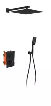 Встраиваемая душевая система с термостатом AltroBagno Aperto черная матовая