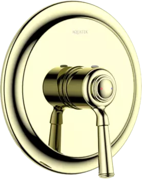 Встраиваемый смеситель для душа и ванны AQUATEK Классик AQ1566PG С ВНУТРЕННЕЙ ЧАСТЬЮ, полированное золото