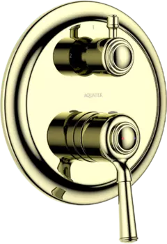 Встраиваемый смеситель для душа и ванны AQUATEK Классик AQ1546PG С ВНУТРЕННЕЙ ЧАСТЬЮ, полированное золото