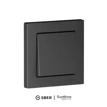 Выключатель 1-кл с подсв., Zigbee, сх.1, L+N, 10А SBER Systeme Electric AtlasDesign Smart Карбон ATN001013Z