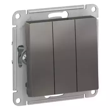 Выключатель 3-клавишный сх.1+1+1, 10АХ Systeme Electric AtlasDesign Сталь ATN000931