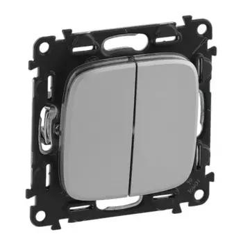 Выключатель двухклавишный Legrand Valena Allure 10A 250V алюминий 752905