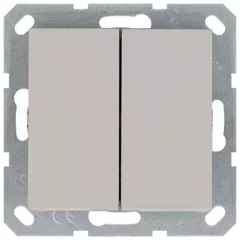 Выключатель двухклавишный перекрестный 10A 250V с накладкой, цвет Тауп Jasmart G3014T