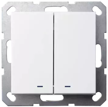 Выключатель двухклавишный перекрестный Jasmart со светодиодами с накладкой 10A 250V белый глянцевый G3023NW