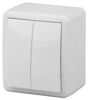 Выключатель двухклавишный с подсветкой ЭРА Эксперт 10AX 250V IP54 11-1405-01 Б0020677
