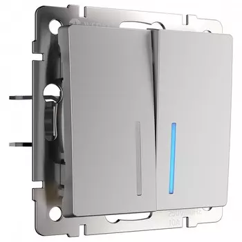 Выключатель двухклавишный с подсветкой Werkel серебряный W1120106 4690389155925