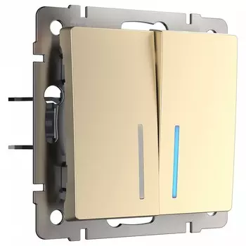 Выключатель двухклавишный с подсветкой Werkel шампань W1120111 4690389157097