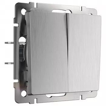 Выключатель двухклавишный Werkel cеребряный рифленый W1120009 4690389158933