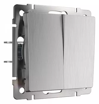 Выключатель двухклавишный Werkel (cеребряный рифленый) W1122009 4690389159626