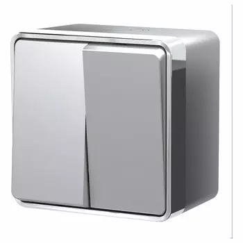 Выключатель двухклавишный влагозащищенный Werkel Gallant серебряный W5020206 4690389167133