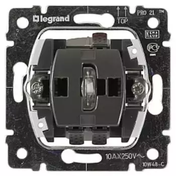 Выключатель одноклавишный 2-полюсный Legrand Galea Life 10A 250V с подсветкой 775822