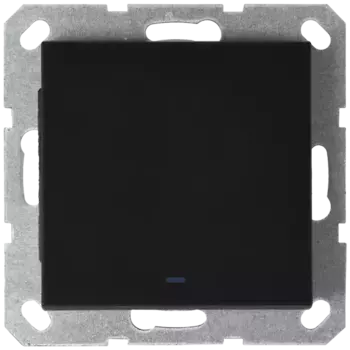 Выключатель одноклавишный Jasmart проходной со светодиодом с накладкой 10A 250V черный матовый (soft touch) G3012NPB