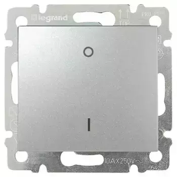 Выключатель одноклавишный трехполюсный Legrand Valena 10A 400V алюминий 770103