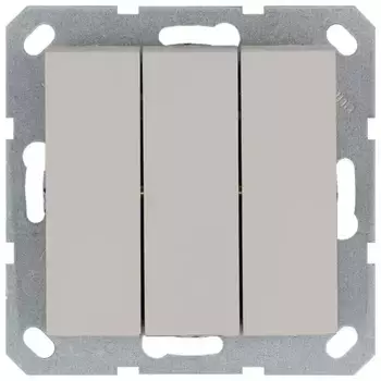 Выключатель трехклавишный 10A 250V с накладкой, цвет Тауп Jasmart G3031T