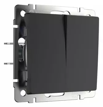 Выключатель Werkel двухклавишный проходной черный матовый W1122008 4690389156724