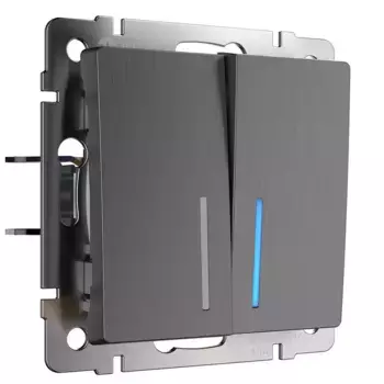 Выключатель Werkel двухклавишный с подсветкой графит рифленый W1120104 4690389158476