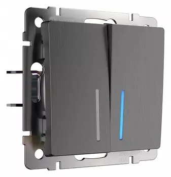 Выключатель Werkel двухклавишный с подсветкой графит рифленый W1120104 4690389158476