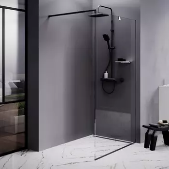 Душевая перегородка AM.PM Func W84WI-110-F1-BTE 110x200, профиль черный, стекло прозрачное