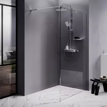 Душевая перегородка AM.PM Func W84WI-110-F1-MTE 110x200, профиль хром, стекло прозрачное