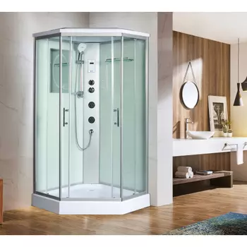 Душевая кабина WeltWasser WW500 Nesse 904 90x90 10000003284 с гидромассажем, профиль хром, стекло прозрачное