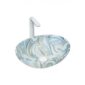 Раковина накладная Weltwasser Elbach 41х33.5 10000004551 белый, голубой под мрамор