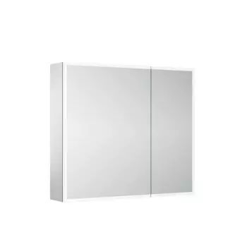 Зеркальный шкаф из алюминия для ванной комнаты Sancos Evoke 800x700х136 мм с LED подсветкой SC8080